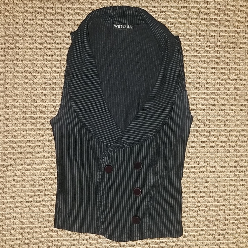 Wet Seal XS Pinstriped Collared Vest